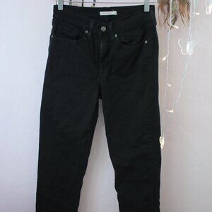 Levi's Classic Straight Size 4 Black Basic Denim Jeans Straight Leg High Waist